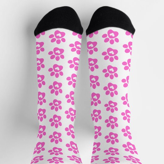 Pink Paw Print Pattern Socken (Oben)