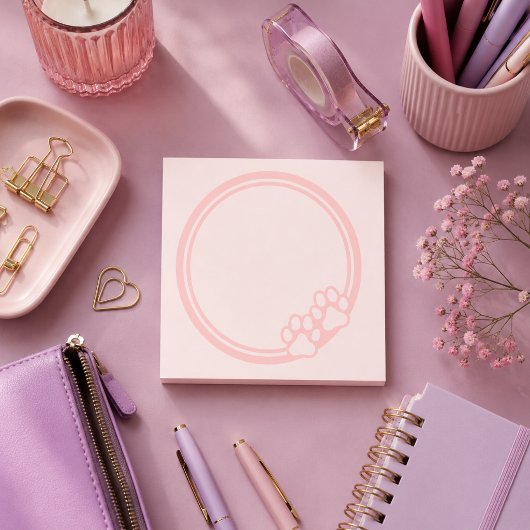 Pink Paw Print Post-it Klebezettel