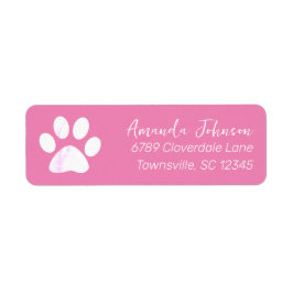 Pink Paw Print Return Address Label