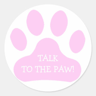 Pink Paw Print Runder Aufkleber