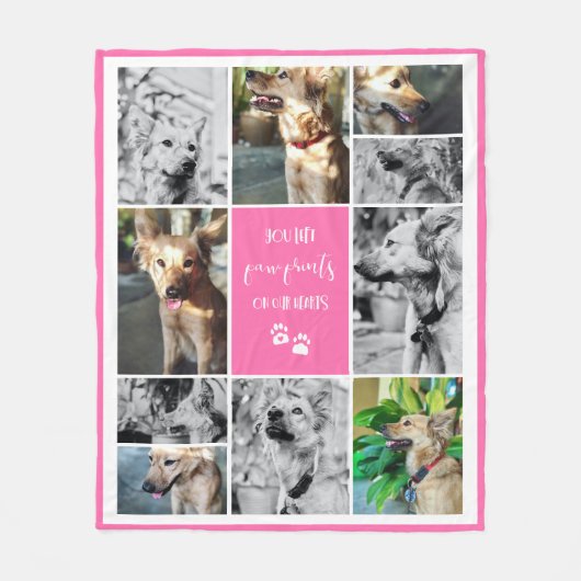 Pink Paw Prints auf unserer Gedenkkollektion für H Fleecedecke (Vorderseite)