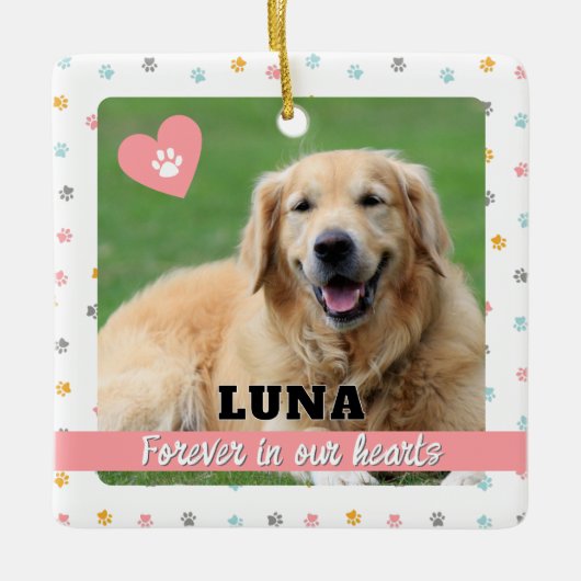 Pink Paw Prints Dog Gedenkstätte Ornamente Geschen (Vorderseite)