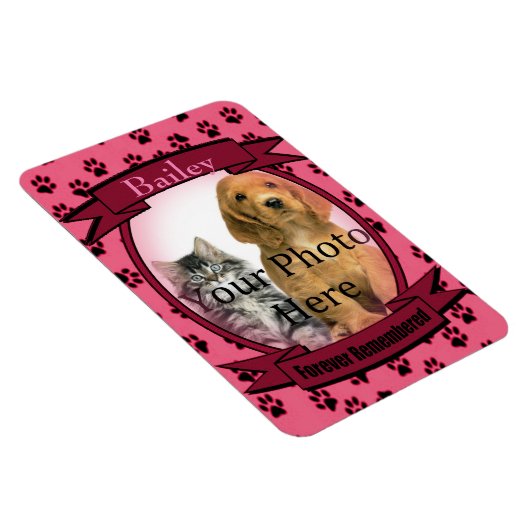 Pink Paw Prints Memorial für Katze oder Hund Magnet (Rechte Seite)