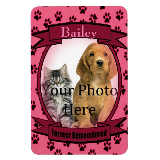 Pink Paw Prints Memorial für Katze oder Hund Magnet (Vertikal)