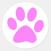 Pink Paw Runder Aufkleber (Vorderseite)