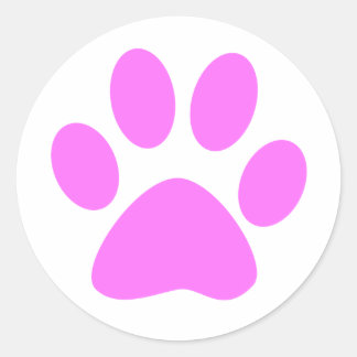 Pink Paw Runder Aufkleber