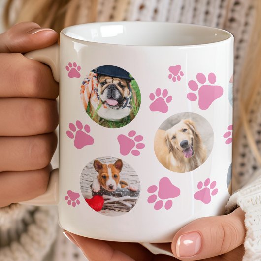 Pink Pawprint 8 Pet Hund FotoCollage Kaffeetasse