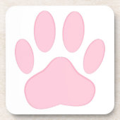 Pink Pawprint Getränkeuntersetzer (Vorderseite)