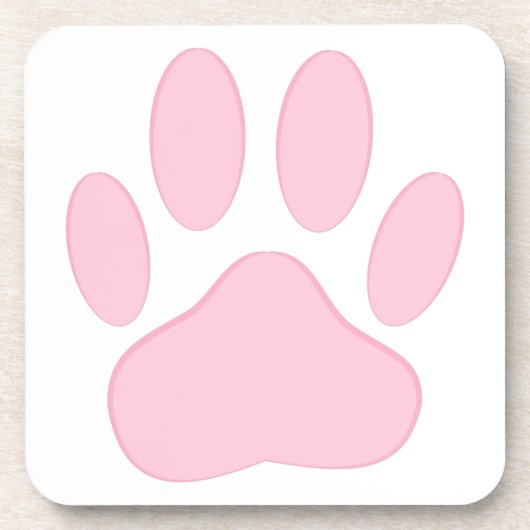 Pink Pawprint Getränkeuntersetzer (Vorderseite)
