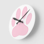 Pink Pawprint Runde Wanduhr (Winkel)