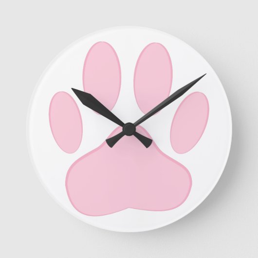 Pink Pawprint Runde Wanduhr (Vorderseite)