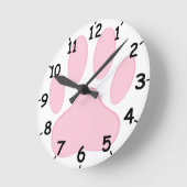 Pink Pawprint Runde Wanduhr (Winkel)