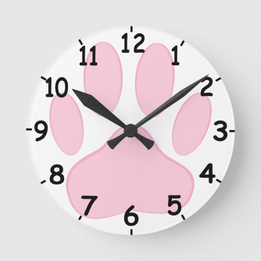 Pink Pawprint Runde Wanduhr (Vorderseite)