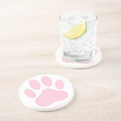 Pink Pawprint Sandstein Untersetzer (Seite)