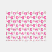 Pink Pawprints und Herz Fleecedecke (Vorderseite (Horizontal))