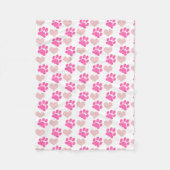 Pink Pawprints und Herz Fleecedecke (Vorderseite)