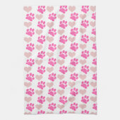 Pink Pawprints und Herz Geschirrtuch (Vertikal)