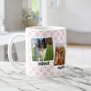 Pink Paws 4 Hunde-Schnappschuss-Fotovorlage Kaffeetasse