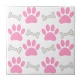 Pink Paws And Bones Nahtloses Muster Custom   Fliese (Vorderseite)