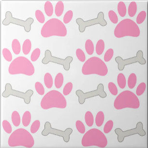 Pink Paws And Bones Nahtloses Muster Custom   Fliese