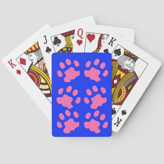 Pink Paws Blue Playing Cards Spielkarten (Rückseite)
