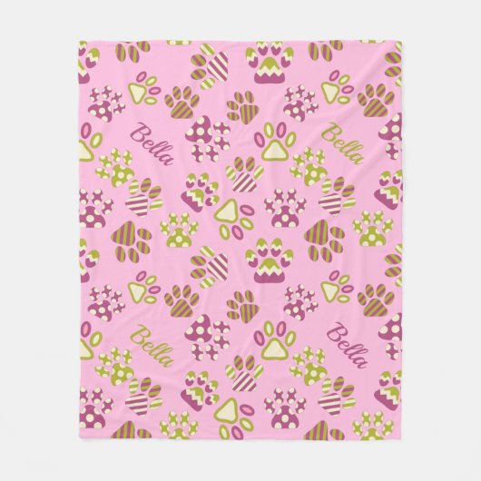 Pink Paws Dog's Fleece Blanket (Vorderseite)