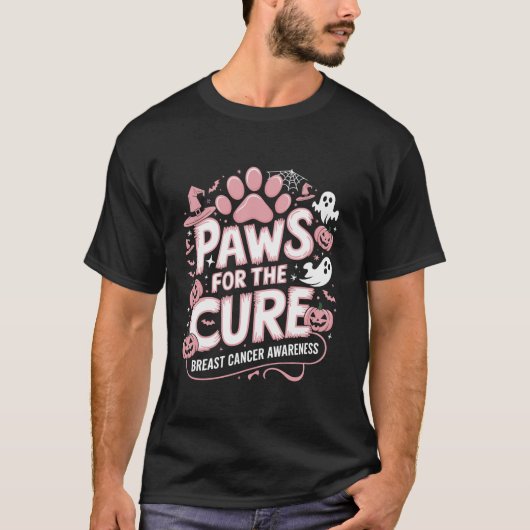 Pink Paws for the Cure Breast Cancure Cure Dog Yea T-Shirt (Vorderseite)