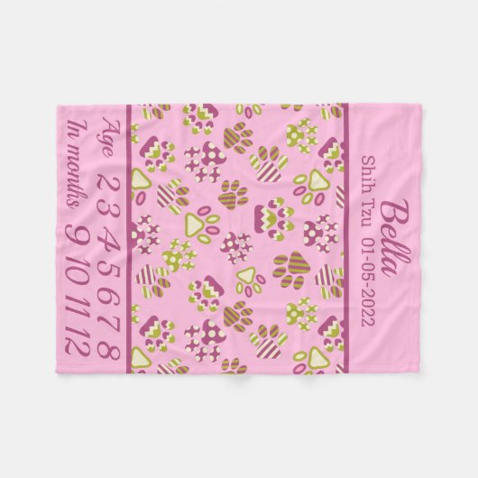 Pink Paws Pet Meilenstein Schuppen Fleecedecke (Vorderseite (Horizontal))
