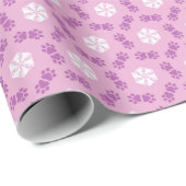 Pink Paws White Hexagonal Blume Geschenkpapier (Rolleneckpunkt)