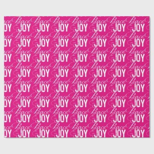 Pink Peace and Joy White Text Wrapping Paper Geschenkpapier (Flach)