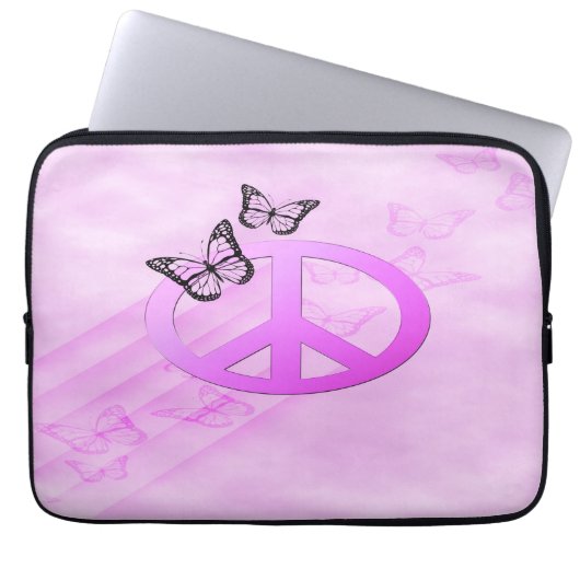 Pink Peace Laptopschutzhülle (Vorderseite)
