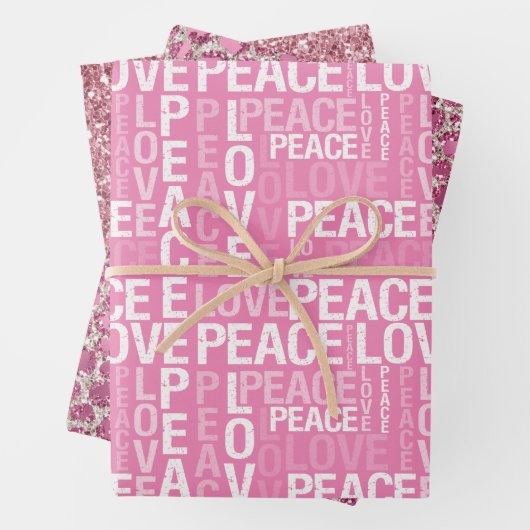 Pink Peace Liebe Leopard Glitzer Geschenkpapier Set (Beispiel)