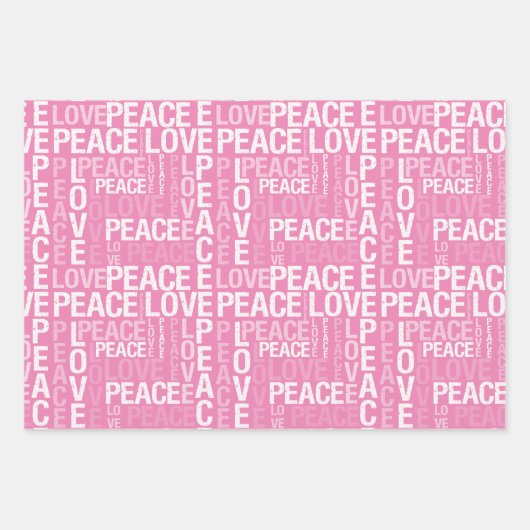 Pink Peace Liebe Leopard Glitzer Geschenkpapier Set (Vorderseite)