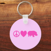 Pink Peace Liebe und Hippos Schlüsselanhänger (Vorderseite)