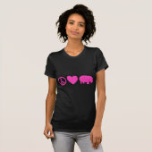 Pink Peace Liebe und Hippos T-Shirt (Vorne ganz)