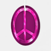 Pink Peace Ornament Aus Metall (Vorderseite links)