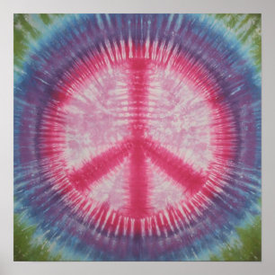Pink Peace Sign Gefärbte Krawatte Poster