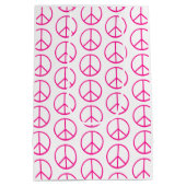 Pink Peace Sign Gift Wrap Mittlere Geschenktüte (Rückseite)