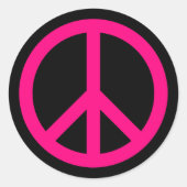 Pink Peace Sign Sticker (Vorderseite)