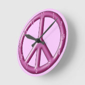 Pink peace sign wall clock. runde wanduhr (Winkel)