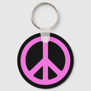 Pink Peace Symbol Schlüsselanhänger