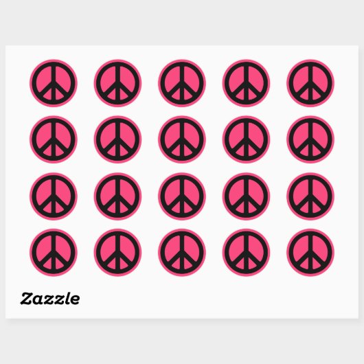 Pink Peace Symbol Stickers (Blatt)
