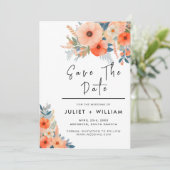 Pink Peach 70er 80er 90er Jahre farbenfrohe Hochze Save The Date (Stehend Vorderseite)