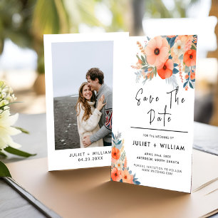 Pink Peach 70er 80er 90er Jahre farbenfrohe Hochze Save The Date