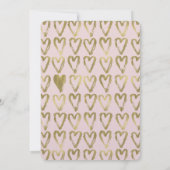 Pink Peach and Gold Hearts Wedding Einladung (Rückseite)