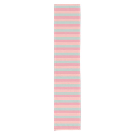Pink Peach Aquamarin Striping Template Pastellfarb Kurzer Tischläufer (Vorderseite)