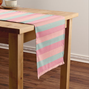 Pink Peach Aquamarin Striping Template Pastellfarb Kurzer Tischläufer