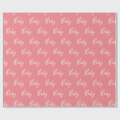 Pink Peach Baby Script Elegantes Baby Wrapping Pap Geschenkpapier (Flach)
