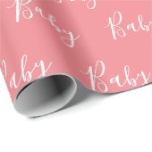 Pink Peach Baby Script Elegantes Baby Wrapping Pap Geschenkpapier (Rolleneckpunkt)