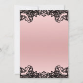 Pink Peach Black Ink Lace Sweet 16 Party Einladung (Rückseite)